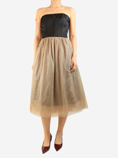 Black and neutral strapless tulle midi dress - size M Dresses Brunello Cucinelli 