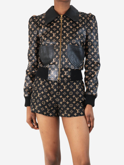 Black leather monogram jacket - size UK 8 Coats & Jackets Louis Vuitton 