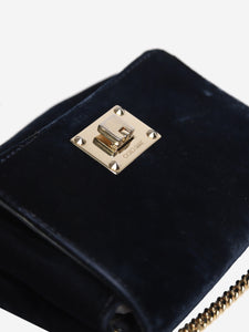 Jimmy Choo Navy blue velvet chain crossbody bag