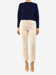 White contrast-stitched jeans - size UK 10