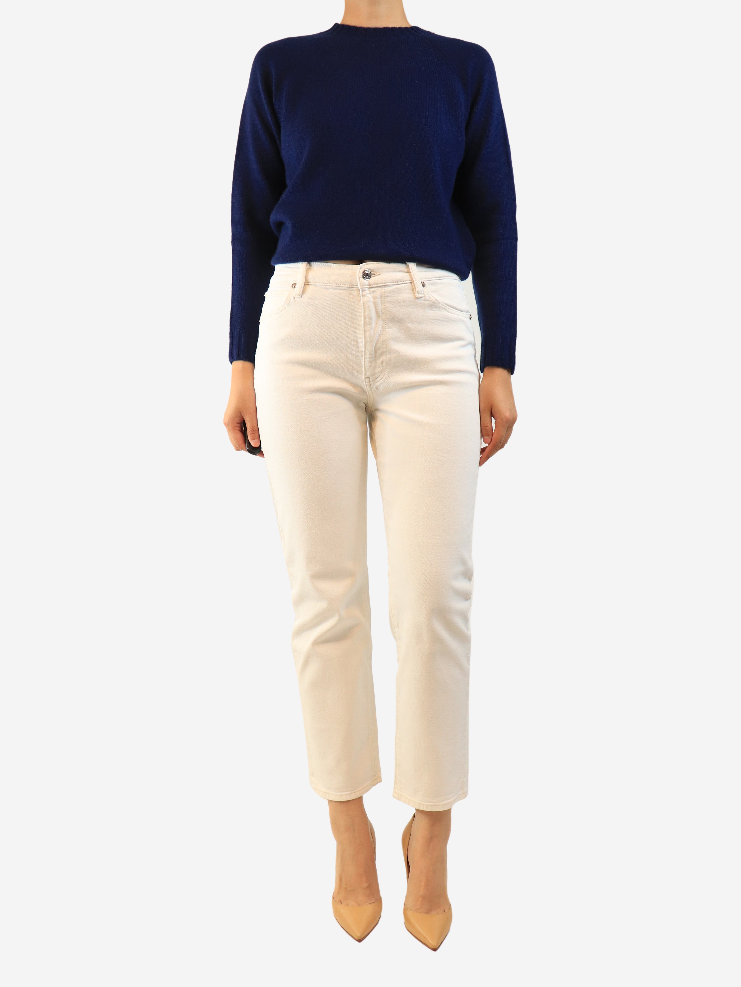 White contrast-stitched jeans - size UK 10