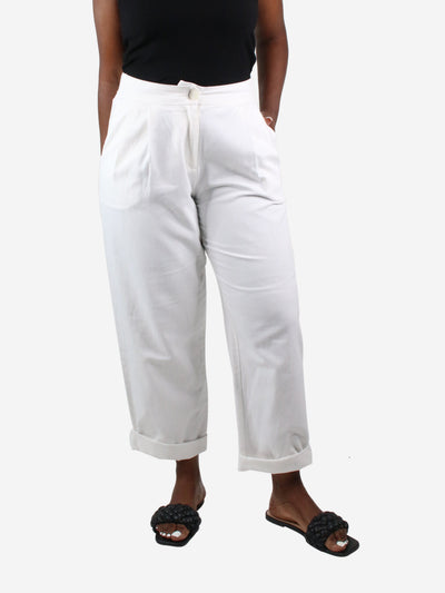 White cotton & linen blend trousers - size L Trousers Philosophy 