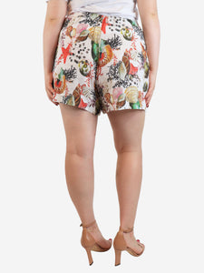 Mary Katrantzou White seashell printed linen shorts - size UK 14