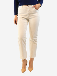 White contrast-stitched jeans - size UK 10