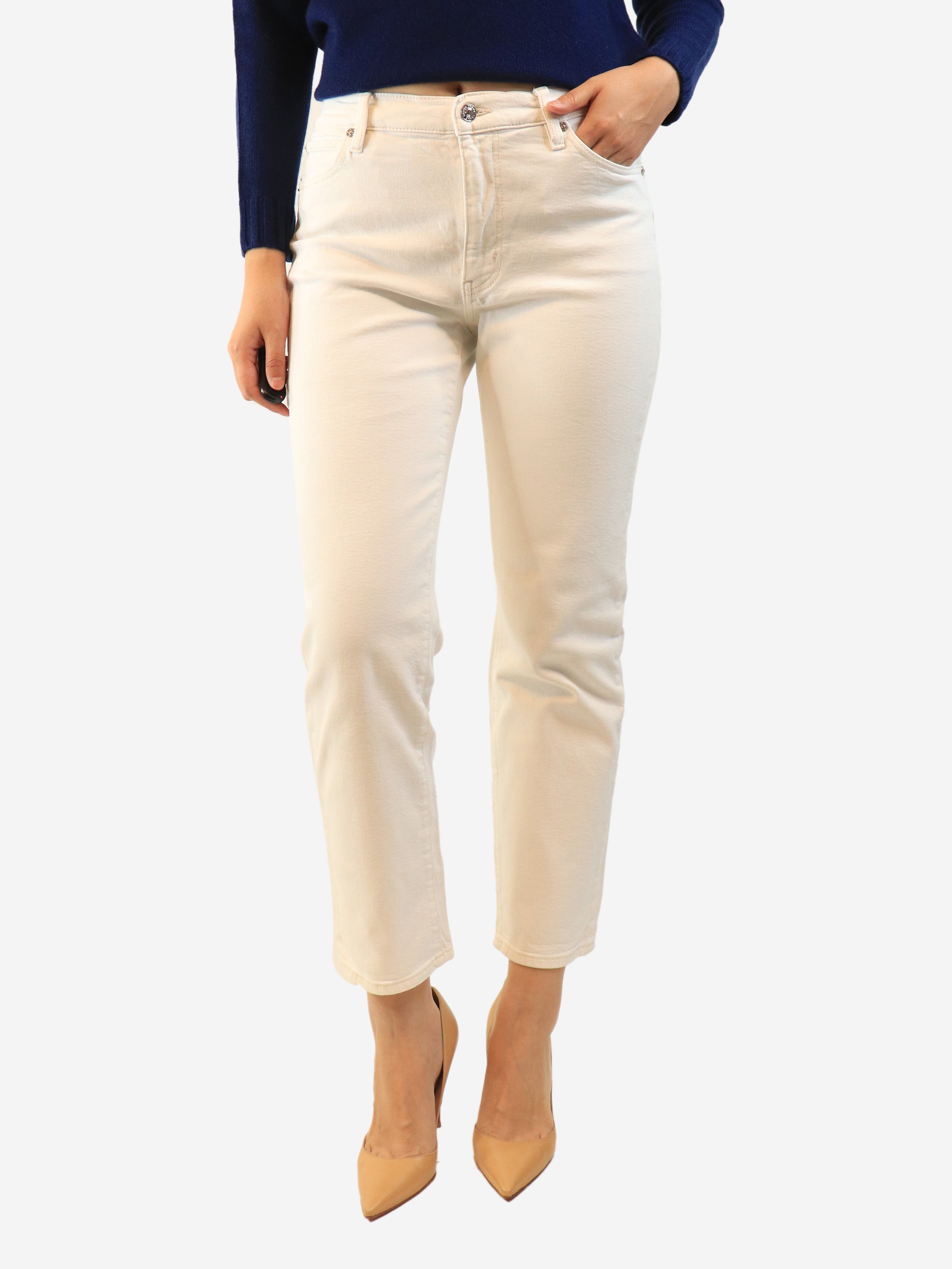 White contrast-stitched jeans - size UK 10