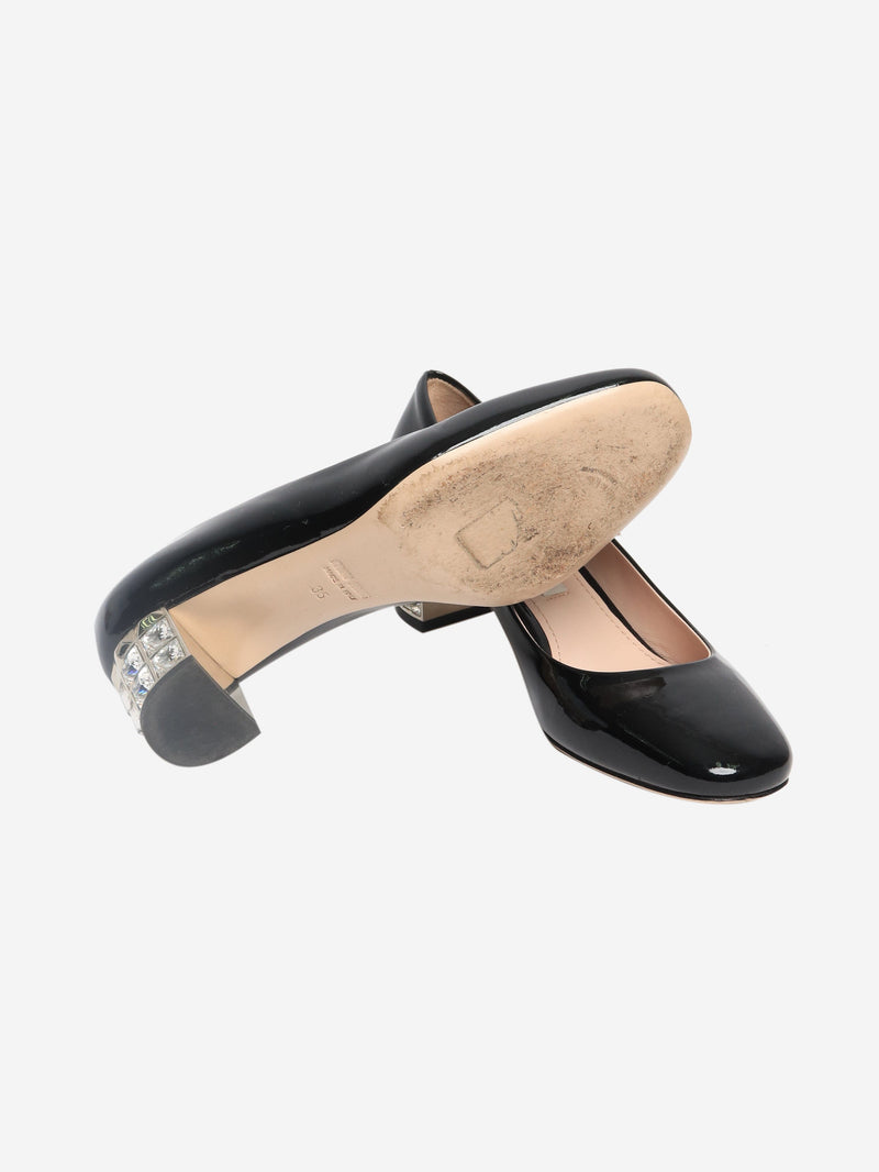 Black crystal block-heel pumps - size EU 35 Heels Miu Miu 