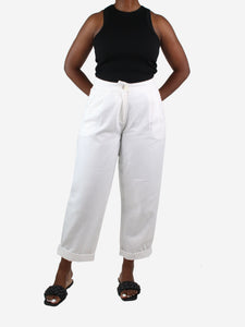 Philosophy White cotton & linen blend trousers - size L