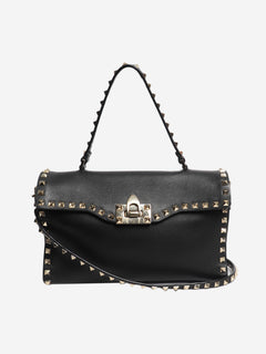 Black Rockstud leather shoulder bag
