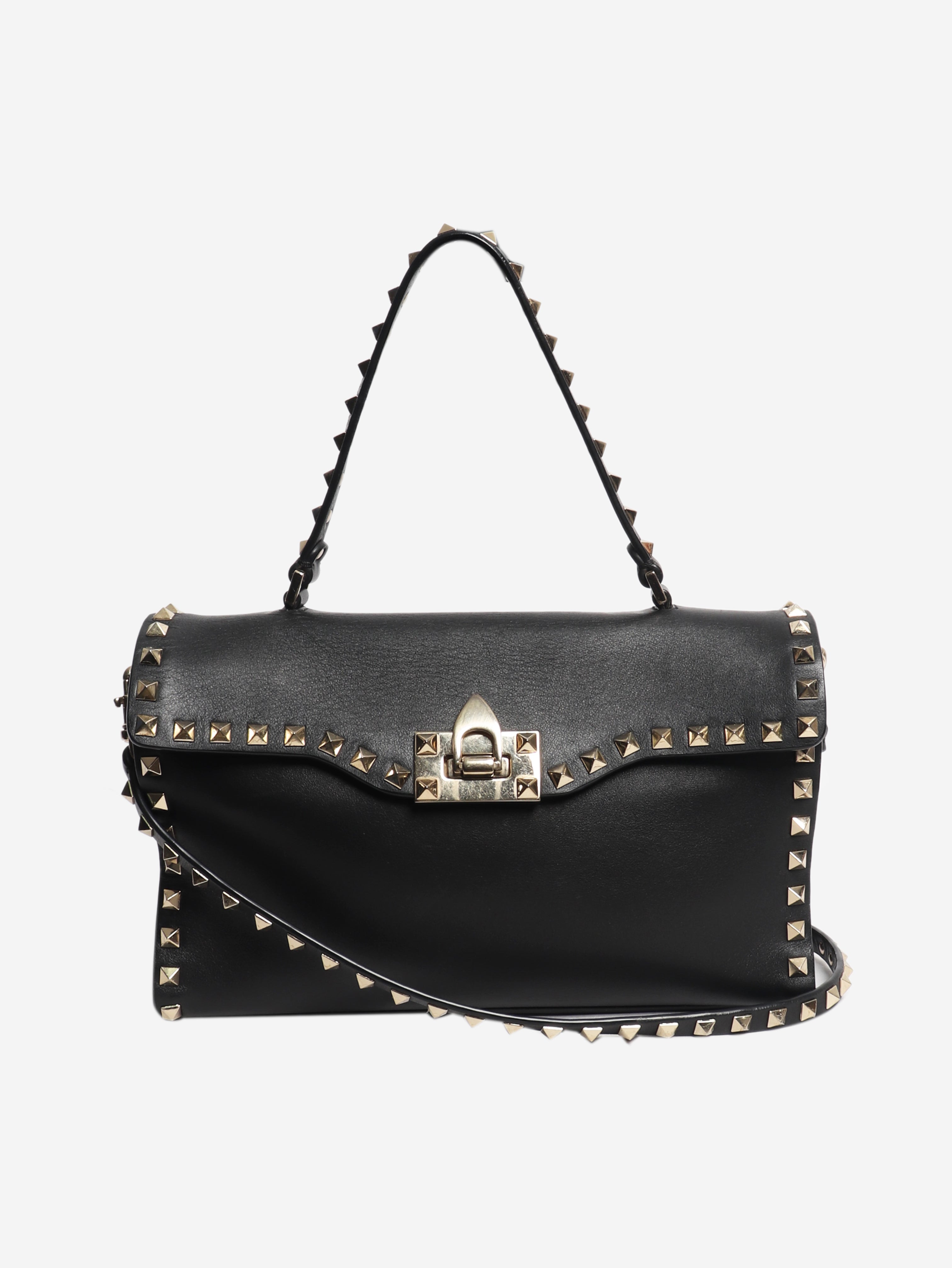 Black Rockstud leather shoulder bag