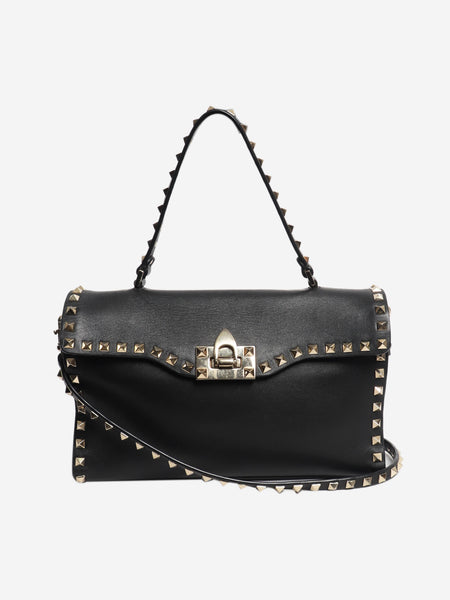 Black Rockstud leather shoulder bag product image