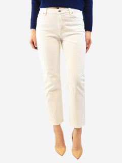 White contrast-stitched jeans - size UK 10
