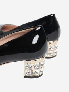 Black crystal block-heel pumps - size EU 35 Heels Miu Miu 