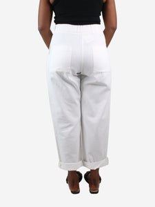 Philosophy White cotton & linen blend trousers - size L