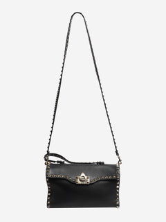 Black Rockstud leather shoulder bag