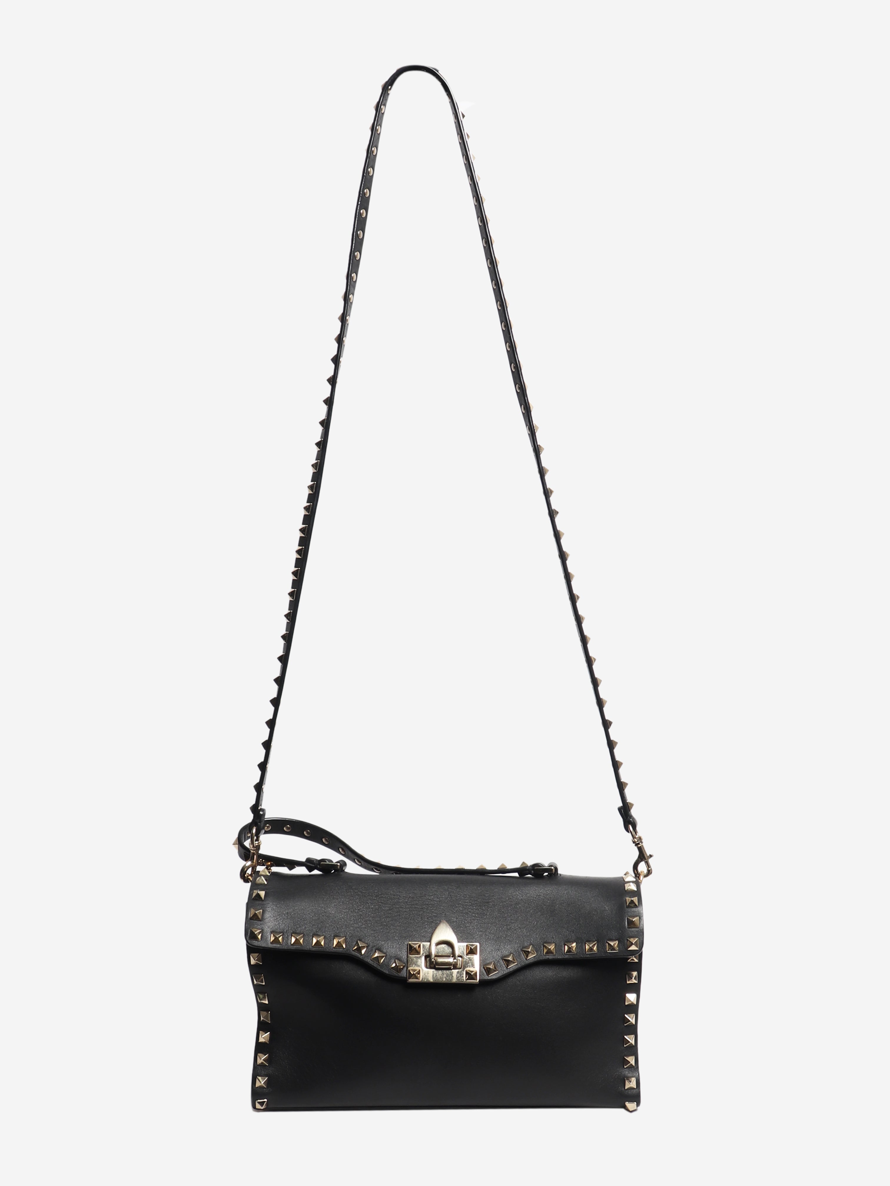 Black Rockstud leather shoulder bag