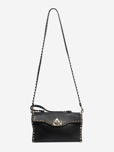 Black Rockstud leather shoulder bag alternate image