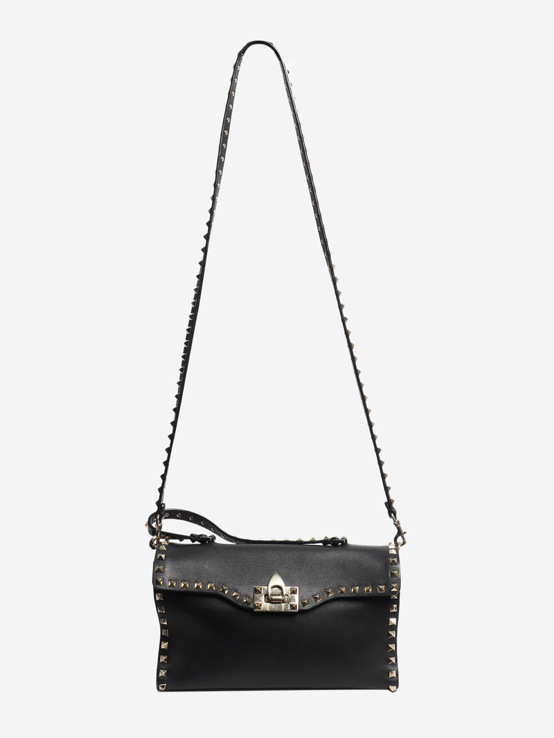 Black Rockstud leather shoulder bag