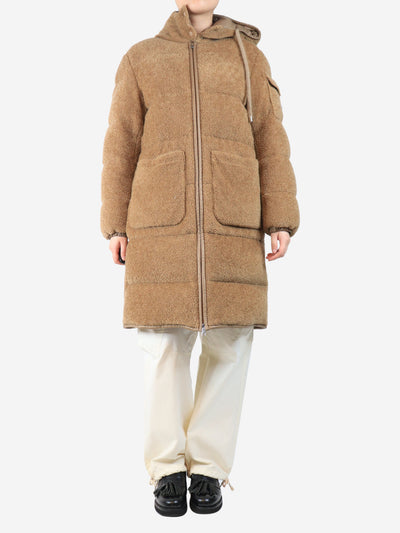 Brown hooded teddy coat - size UK 14 Coats & Jackets Moncler 