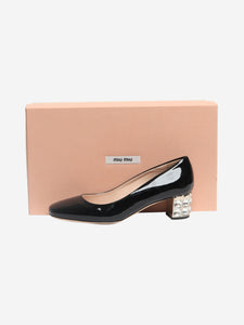 Miu Miu Black crystal block-heel pumps - size EU 35
