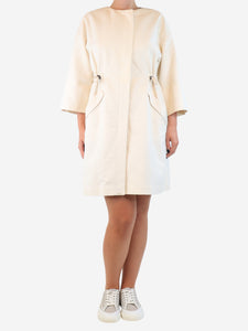 Brunello Cucinelli Cream drawstring-waist coat - size UK 10