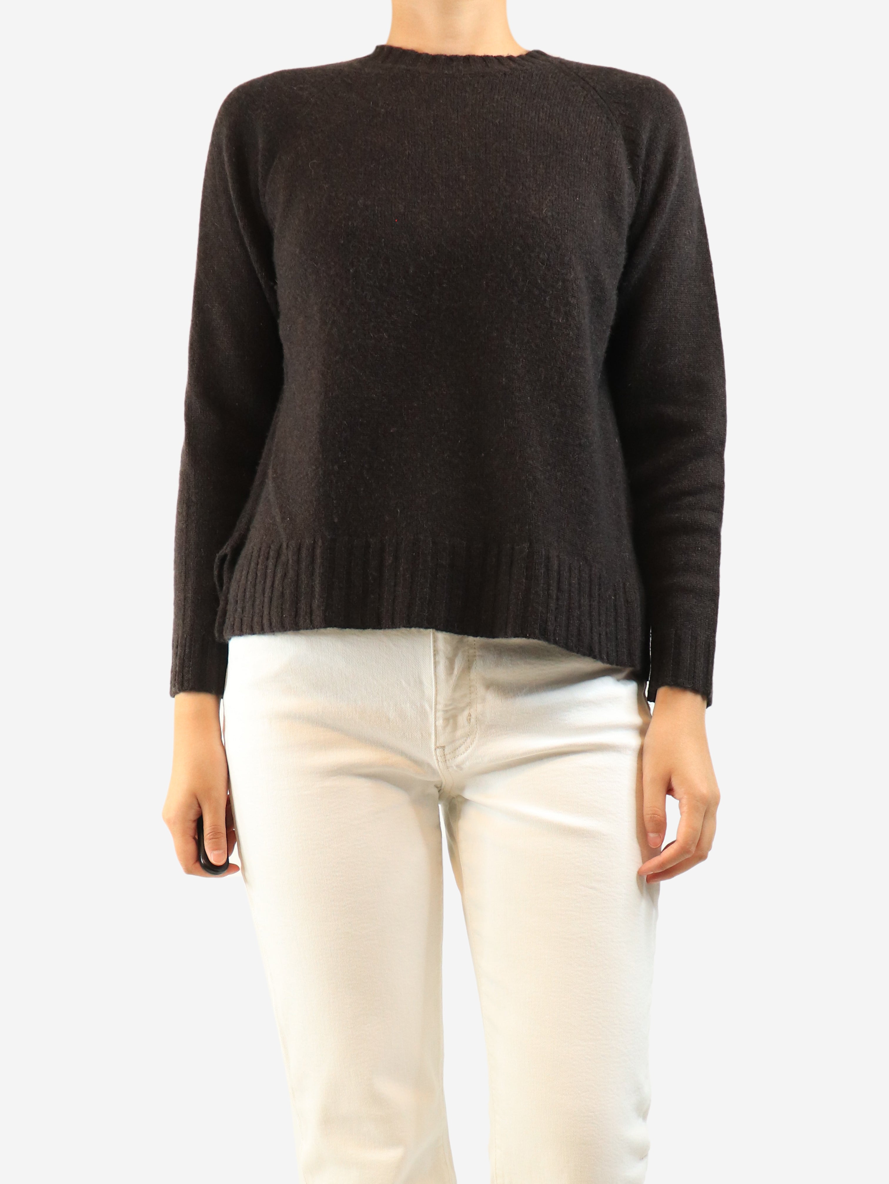 Dark brown merino cashmere jumper and cardigan set - size S