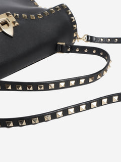 Black Rockstud leather shoulder bag