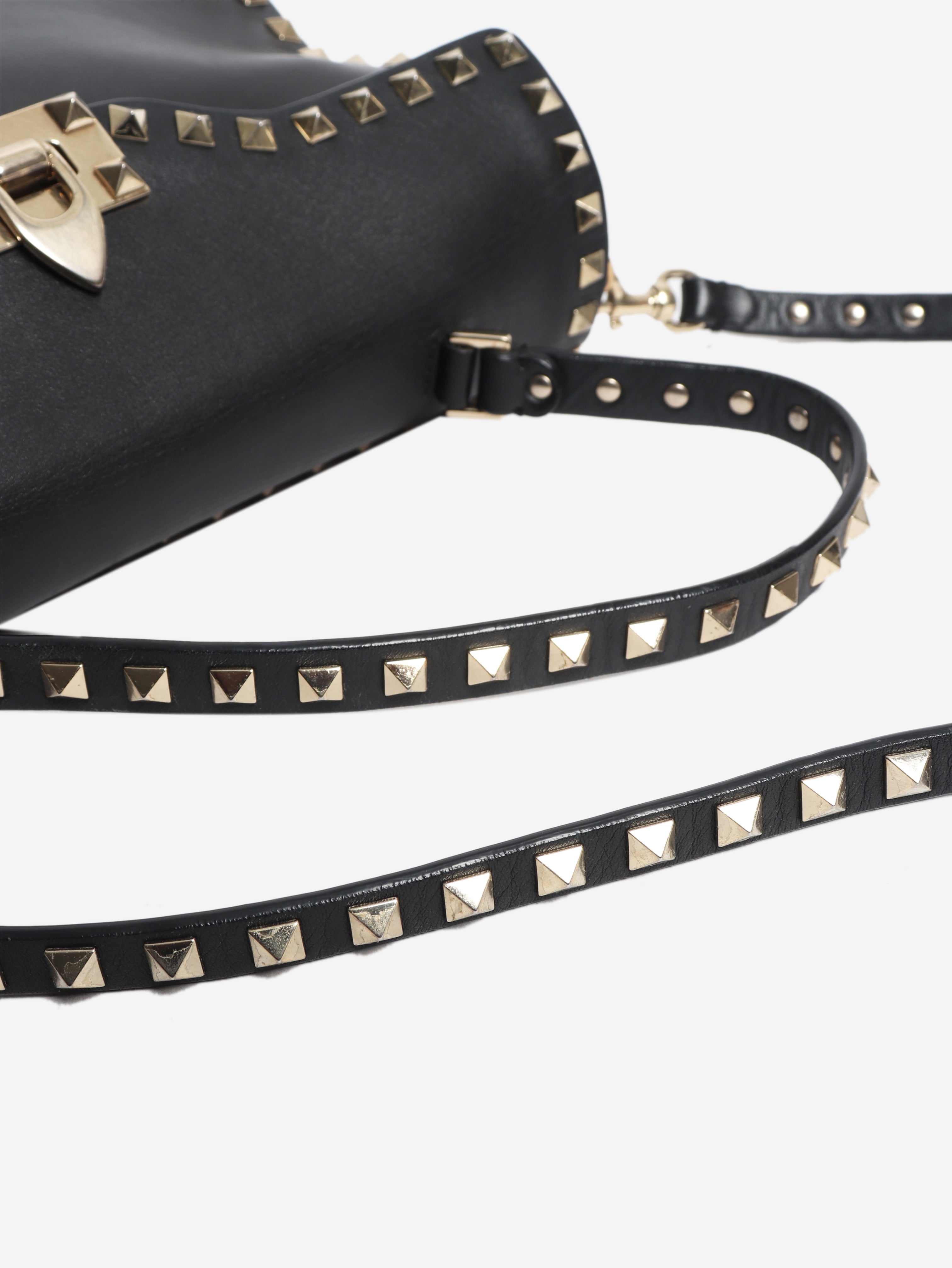 Black Rockstud leather shoulder bag