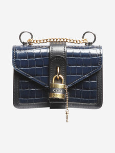 Chloe Navy mini Aby chain crocodile-effect shoulder bag