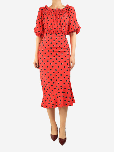 Red polka dot dress - size UK 8 Dresses Saloni 