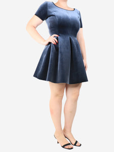Maje Blue velvet mini dress - size UK 12
