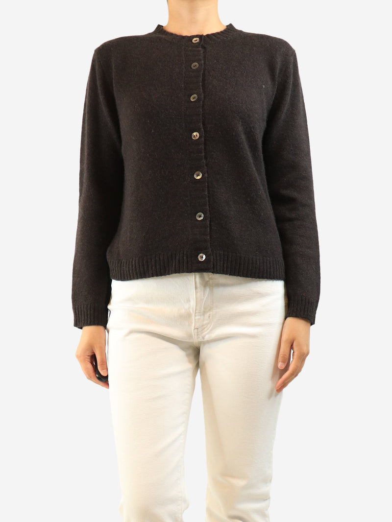 Dark brown merino cashmere jumper and cardigan set - size S