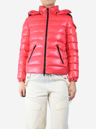 Pink hooded puffer jacket - size UK 10 Coats & Jackets Moncler 