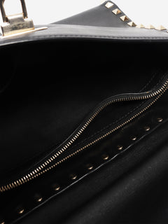 Black Rockstud leather shoulder bag