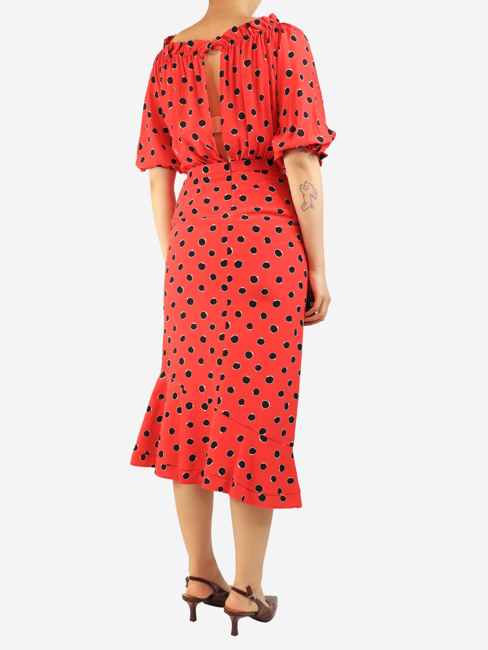 Red polka dot dress - size UK 8