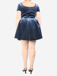 Maje Blue velvet mini dress - size UK 12