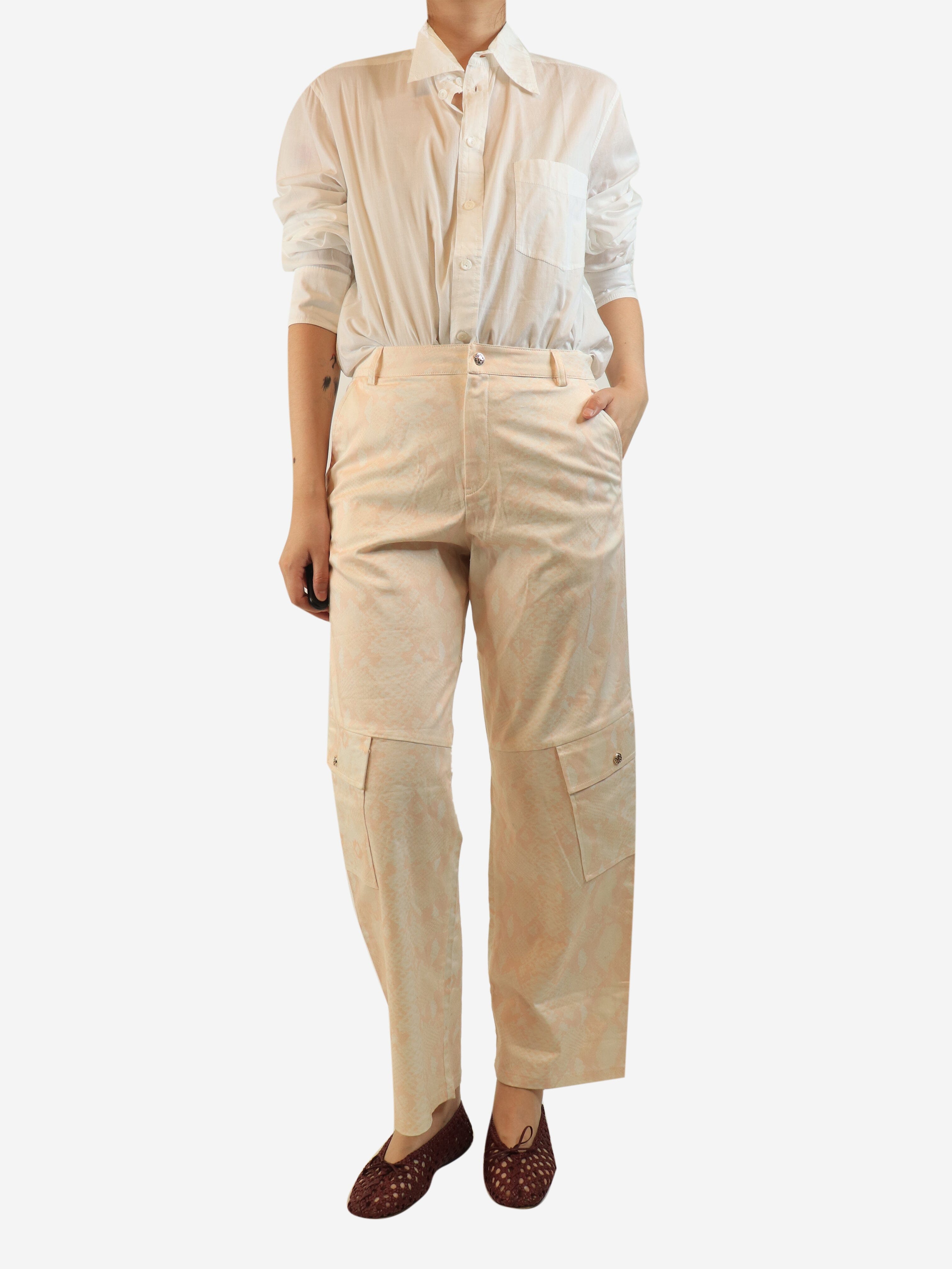 Pink reptile printed cargo trousers Trousers Roberto Cavalli 
