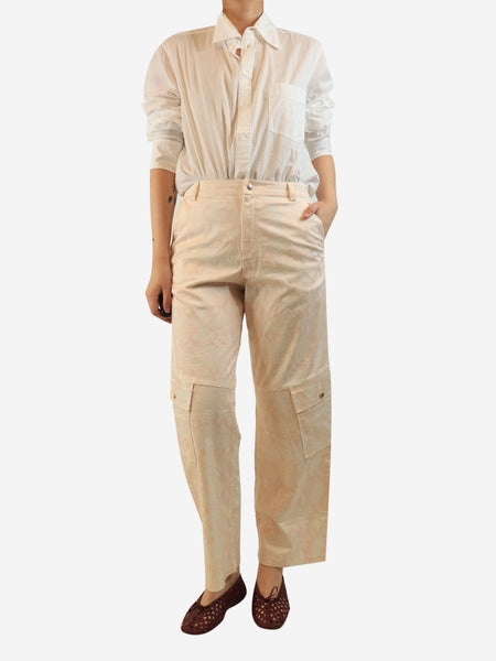 Pink reptile printed cargo trousers alternate image