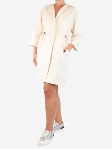 Brunello Cucinelli Cream drawstring-waist coat - size UK 10