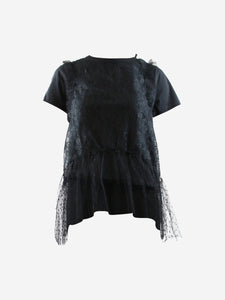 Red Valentino Black lace peplum top - size XS