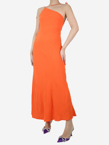 Three Graces Orange crepe midi dress - size UK 6