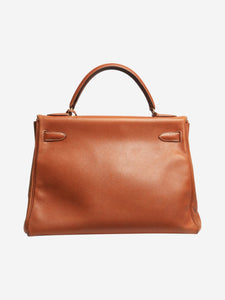 Hermes Tan Cognac vintage 1990 Kelly 32 bag in Courchevel leather