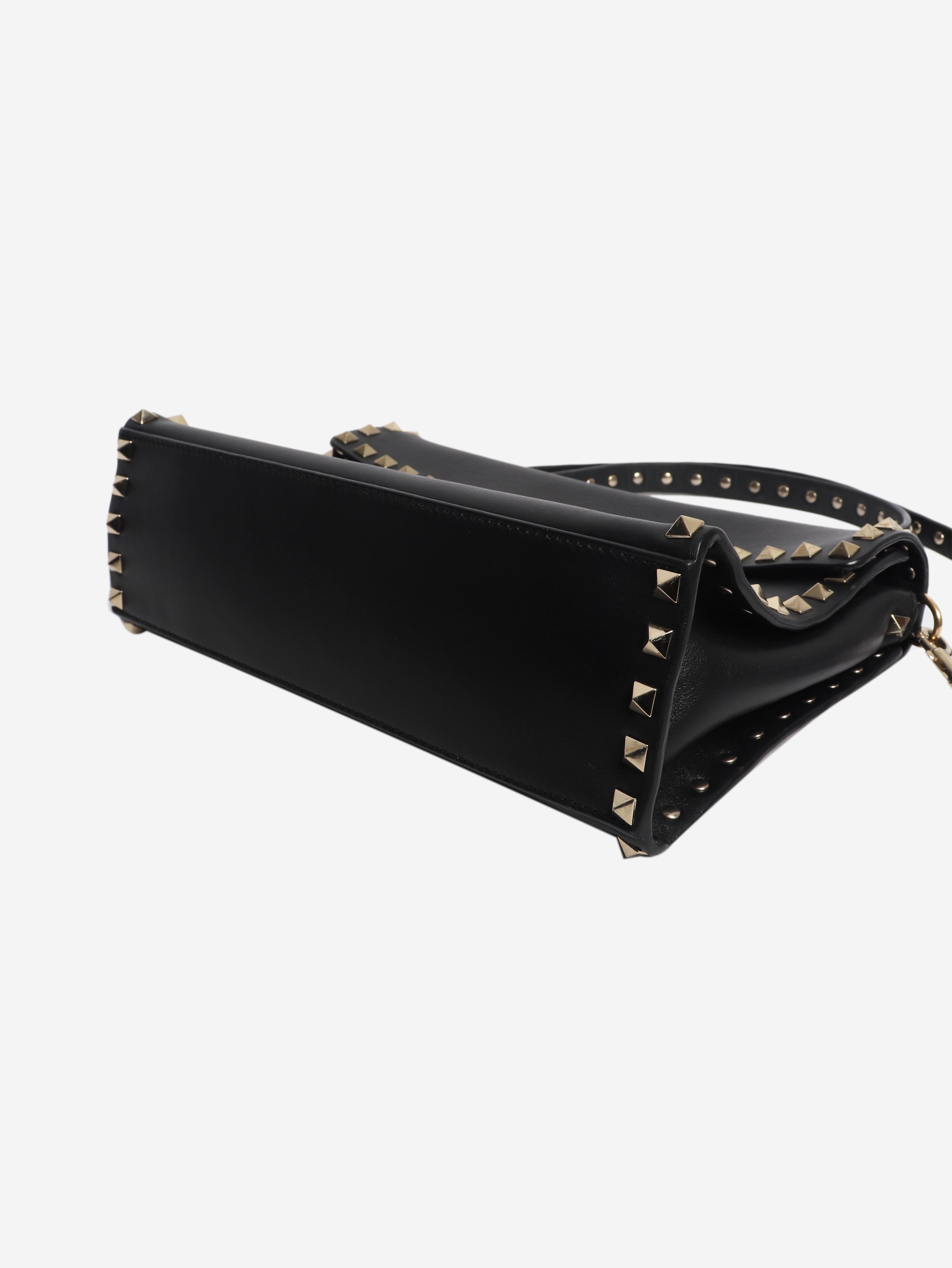 Black Rockstud leather shoulder bag