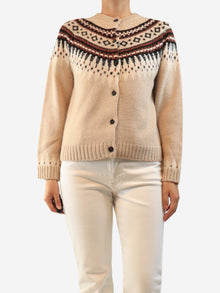 Neutral fairisle cardigan - size M Knitwear Weekend Max Mara 