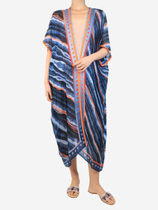 K by Kaprol Blue silk printed kaftan - One size
