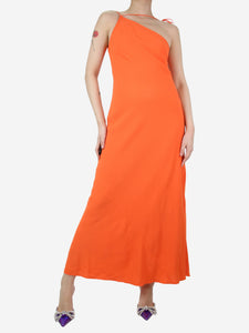 Three Graces Orange crepe midi dress - size UK 6