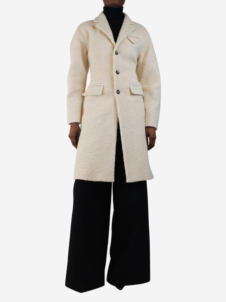 Cream heavyweight boucle coat - size UK 4 product image