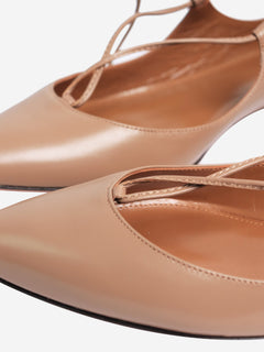 Taupe leather Christy flats - size EU 37 Flat Shoes Aquazzura 