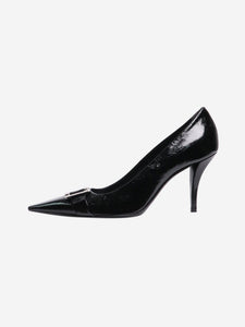 Roger Vivier Black crinkle leather pointed-toe pumps - size EU 41.5