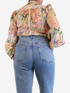 Zimmermann Pink floral blouse with lace - size UK 12
