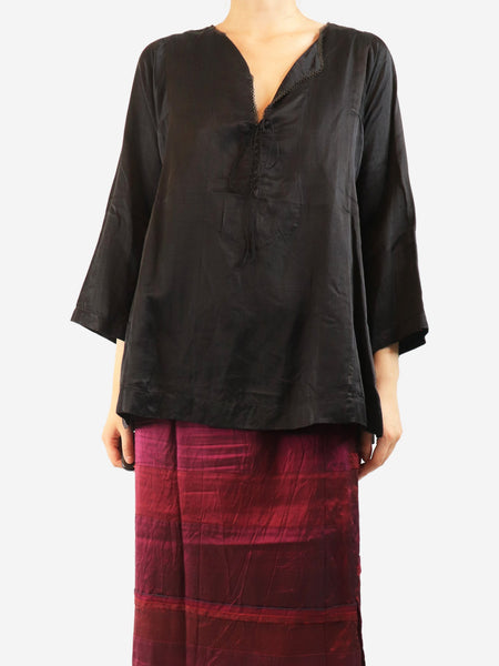 Black cotton and silk-blend blouse - size L product image